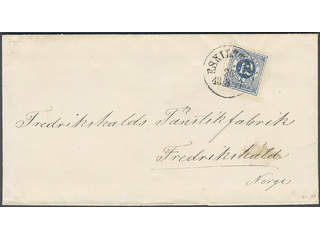 Sweden. Facit 21 cover , 12 öre on cover sent from ESKILSTUNA 26.8.1877 to Norway.