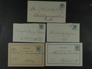 Sweden. Facit 43 cover , 5 öre on five postal items sent in 1887–1889. Somewhat mixed …