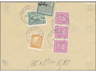 Sweden. Facit 233, 172, 181 cover , 20+3×120 öre + 5 kr as postage due 880 öre on postal …
