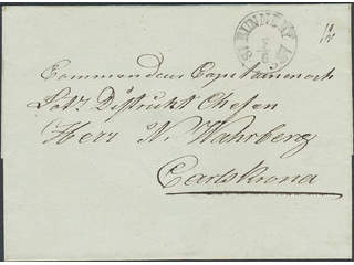 Sweden. K county. RUNNEBY 7.6.1837, arc postmark. Type 2 on beautiful cover sent to …