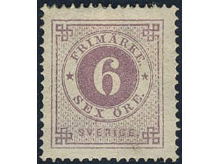 Sweden. Facit 20j ★, 6 öre lilac. SEK 4000