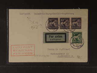Sweden. Air mail cover Facit 143E, 145E , 5+3x10 öre on air mail cover sent from …