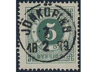 Sweden, Sverige, Sverige, Sverige. Facit 19h used, 5 öre dull bluish green, unclean …