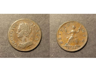 Great Britain George II (1727-1760) 1 farthing 1754, AU