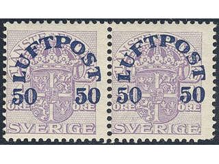 Sweden. Facit 138vm ★ , 1920 Air Mail Surcharge 50 öre / 4 öre violet, watermark crown …