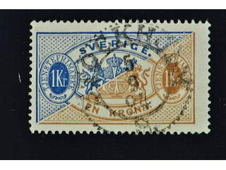 Sweden. Official Facit Tj24Ae used , 1 krona deep ultramarine-blue/orange brown, perf …