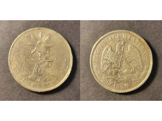 Mexico 1 peso 1871 Mo M, AU