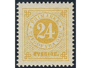 Sweden. Facit 34k ★, 24 öre yellow on calendered paper. Superb–EXCELLENT. Signed by O.P.