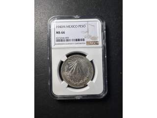 Mexiko 1 peso 1940, UNC, NGC MS66