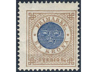 Sweden. Facit 49d ★ , 1 Krona brown/dark blue. Fresh copy. SEK 800