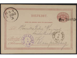 Sweden. Facit bKe6. DENMARK. Danish cancellations FRA SVERIGE, K.OMB.5 8.6.1881, …