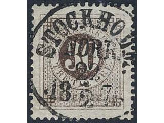 Sweden. Facit 35a used , 30 öre brown. EXCELLENT cancellation STOCKHOLM NORR 22.2.1878. …