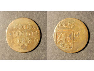 Nederländska Kolonier Netherlands East Indies 1 cent 1839 J, F, off-centre strike