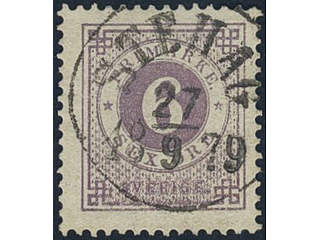Sweden, Sverige, Sverige, Sverige. Facit 31d used, 6 öre dark lilac. Superb cancellation …