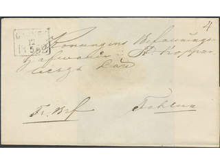Sweden. W county. GAGNEF 12.5.1852, rectangular postmark. Type 2 on cover sent to Falun.