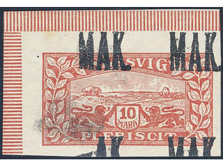 Denmark Schleswig. Facit 14 or Scott 14 ★★ , 1920 Lion and Landscape 10 mark red imperf …