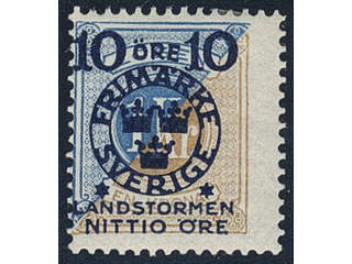 Sweden, Sverige, Sverige, Sverige. Facit 124a ★, 1916 Landstorm II 10+NITTIO / 1 kr …