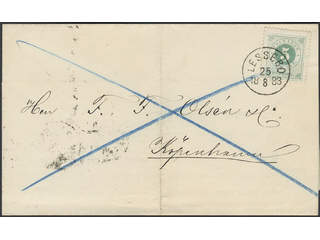 Sweden. Facit 30 on cover, 5 öre on beautiful printed matter sent from LESSEBO 25.8.1883 …