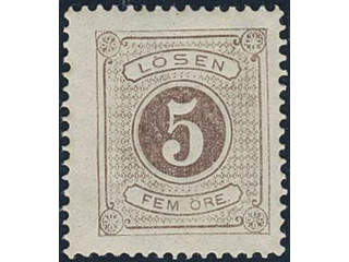 Sweden. Postage due Facit L3a ★★, 5 öre brown-light brown, perf 14. Fine.