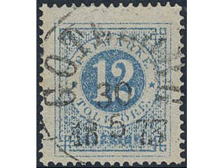 Sweden, Sverige, Sverige, Sverige. Facit 21j used, 12 öre pale blue. EXCELLENT …