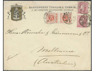 Sweden. Facit 46c, 45b cover , 2x10+2x20 öre (pairs) on cover sent from STOCKHOLM SÖD. …