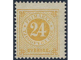 Sweden. Facit 34k ★★, 24 öre yellow on calendered paper. Opinion (shade) by O.P. SEK 1500