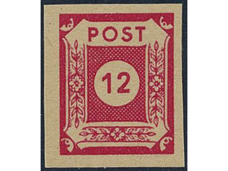 Germany, Soviet zone. Michel 63vG ★★, 1946 Numeral 12 pf dark rose-red printed on gum …
