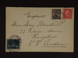 Sweden. Facit 231, 146A, 177A cover , 2x10+15 öre on air mail cover sent from STOCKHOLM …