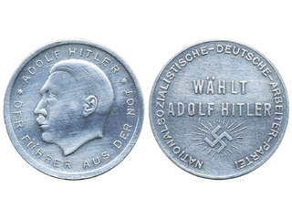 Medals, regal, Germany, Reich. Aluminium medal 2.28 g, Adolf Hitler (1889-1945). …