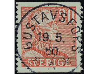 Sweden. Facit 276A used , 1940 Gustaf V large numerals 20 öre carmine-red. EXCELLENT …