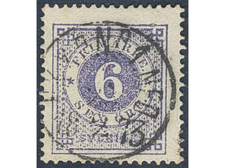 Sweden. Facit 20b used, 6 öre ultramarine-violet on yellowish paper. EXCELLENT …