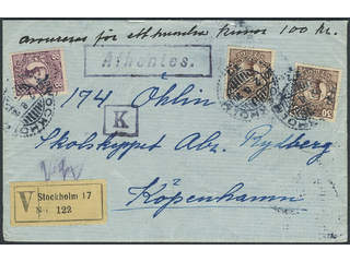 Sweden. Facit 81, 88 cover, 8+2×30 öre on nice insured cover sent from STOCKHOLM 2.8.20 …