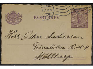 Sweden. Postal stationery, letter card Facit kB19 , Letter card 20 öre sent from …