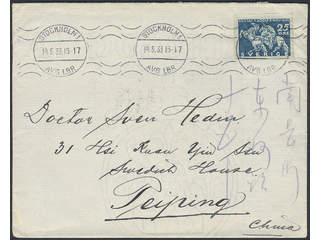 China Incoming mail. Michel 236 cover , Sweden. 25 öre on cover sent from STOCKHOLM …