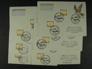 Sweden. Postal stationery, areogram Facit Ae4 , Aerogram 1.10 kr (+20 öre), six SAS …