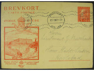 Sweden. Postal stationery, single postcard Facit bKe33a , Postcard 15 öre sent from …