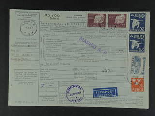 Sweden. Facit 332A, 315, 337BB, 647 cover , 2x35 öre + 2.80+5+2x20 kr on address card …