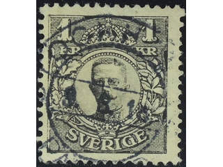 Sweden. Facit 77 used , 1 Krona black, watermark crown. EXCELLENT cancellation STOCKHOLM …