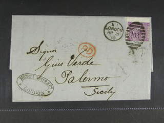 Britain. Michel 30 cover , 1869 Queen Victoria 6 d lilac, without hyphen, watermark …
