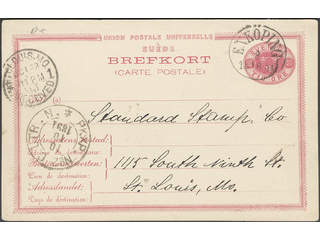 Sweden. Postal stationery, Single postcard, Facit bKe4, Postcard 10 öre sent from …