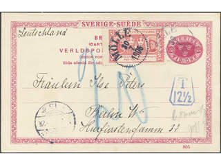 Sweden. Postal stationery, Single postcard, Facit bKe14, Postcard 10 öre sent from MÄLLE …
