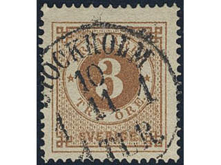 Sweden, Sverige, Sverige, Sverige. Facit 17e used, 3 öre orange-brown. Very beautiful …