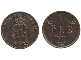 Coins, Sweden. Oskar II, MIS II.1a, 1 öre 1877. 01.