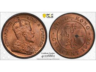 Hongkong Edward VII (1901-1910) 1 cent 1904 H, UNC, PCGS MS64 RB