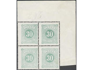 Sweden. Postage due Facit L8b1 ★★, 30 öre green, perf 14. Fresh block of four with …