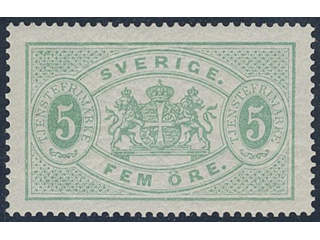 Sweden. Official Facit Tj3b ★, 5 öre light blue-green, perf 14. Superb. Opinion (shade) …