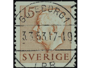Sweden. Facit 401A used , 1954 Gustaf VI Adolf, type 1 15 öre brown. EXCELLENT …