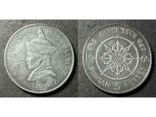 Bhutan 3 rupees 1966, AU/UNC
