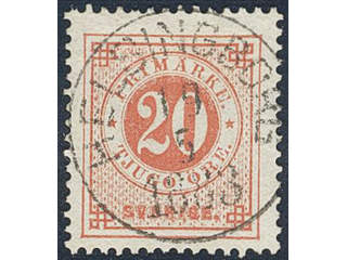 Sweden. Facit 33d used , 20 öre dull orange-red. EXCELLENT cancellation HELSINGBORG …