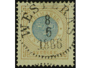 Sweden. Facit 38f–g used , 1 Krona yellow-brown/blue. EXCELLENT cancellationWESTERÅS …